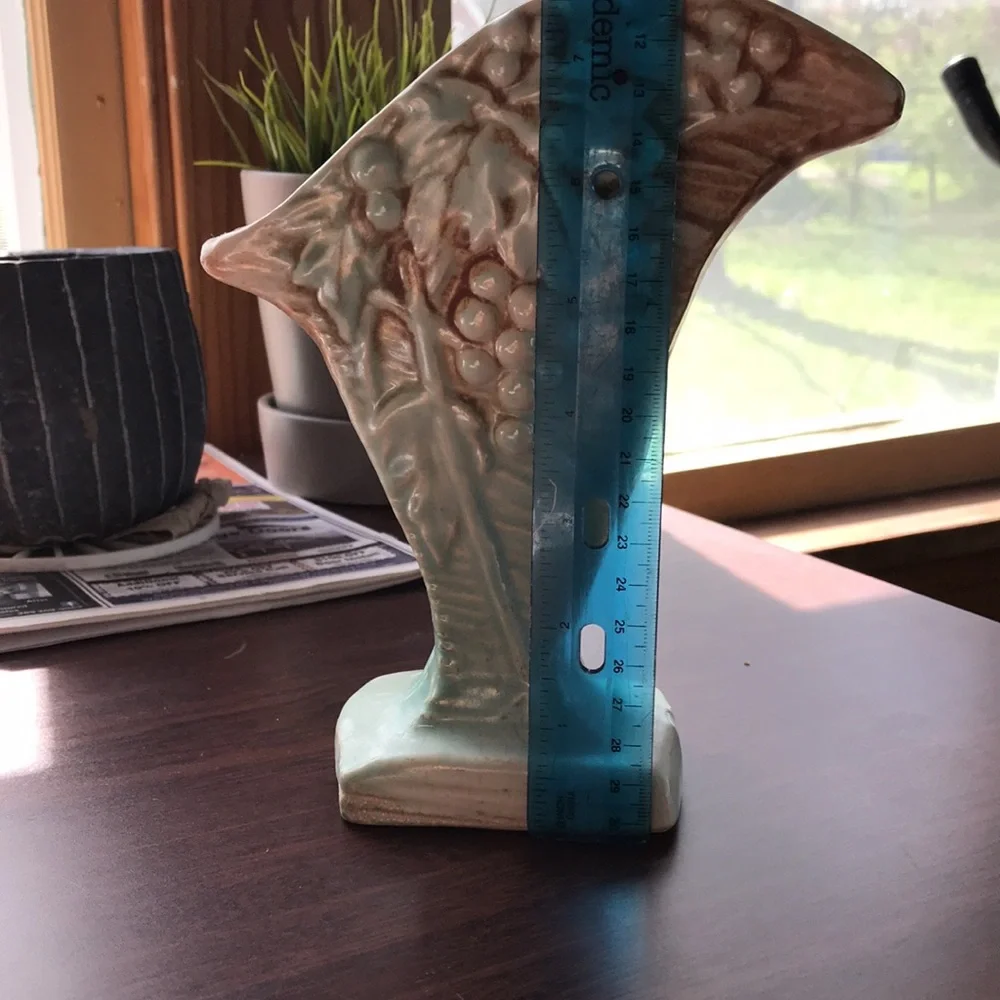 Ceramic Art Deco Style Mint Green and Bronze Vase